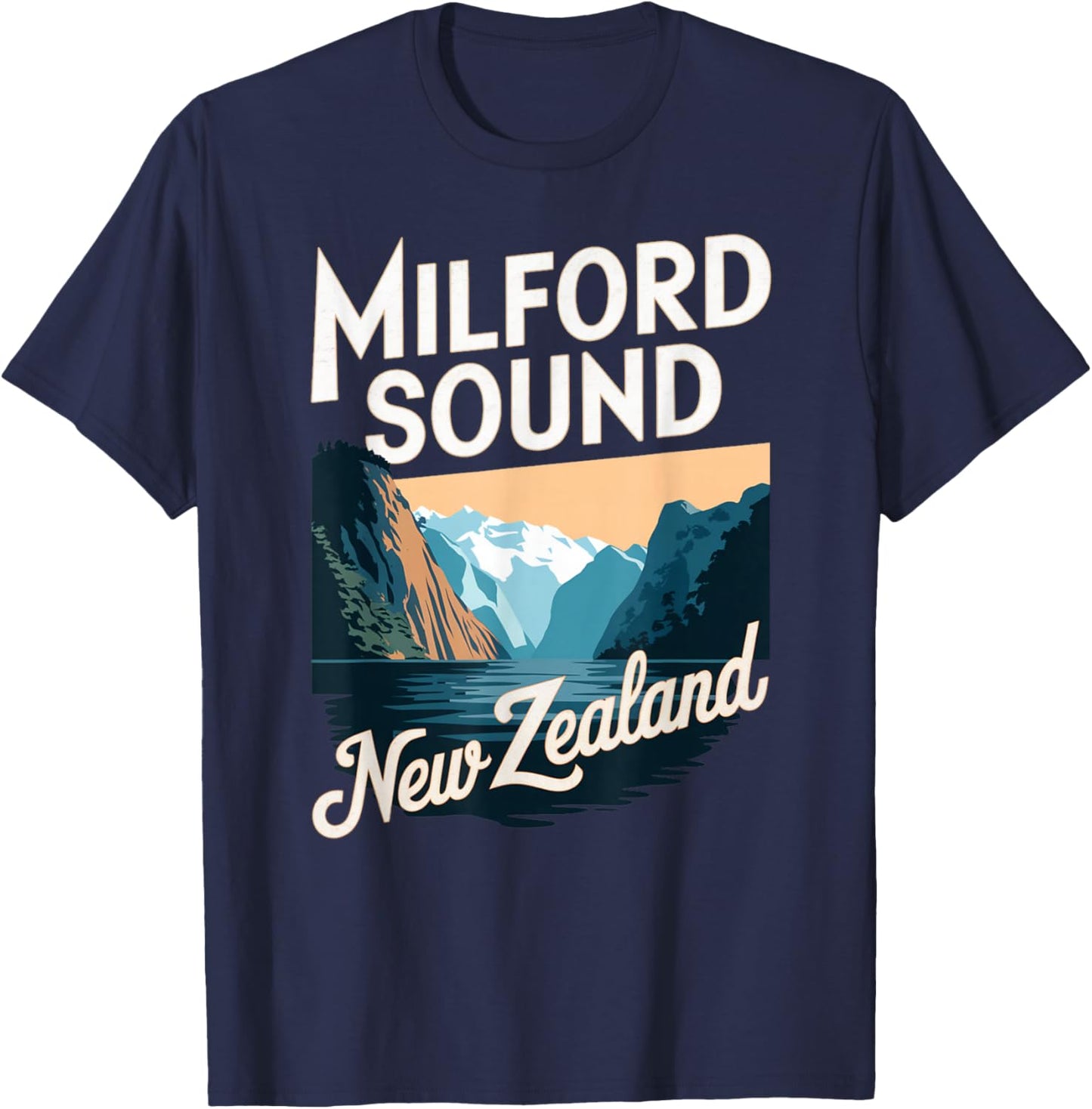Explore Scenic Milford Sound in New Zealand T-Shirt - T-Shirt | Navy