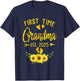 First Time Grandma Est 2025 Sunflower Promoted To Grandma T-Shirt - T-Shirt | Navy