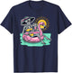 Retro Summer Skeleton Flamingo Float Vacation Beach Drink Men Women T-Shirt - T-Shirt | Navy