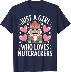 Just a Girl Who Loves Nutcrackers Christmas Ballet T-Shirt - T-Shirt | Navy