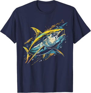 Yellowfin Tuna Fishing Big Game Fisherman T-Shirt - T-Shirt | Navy
