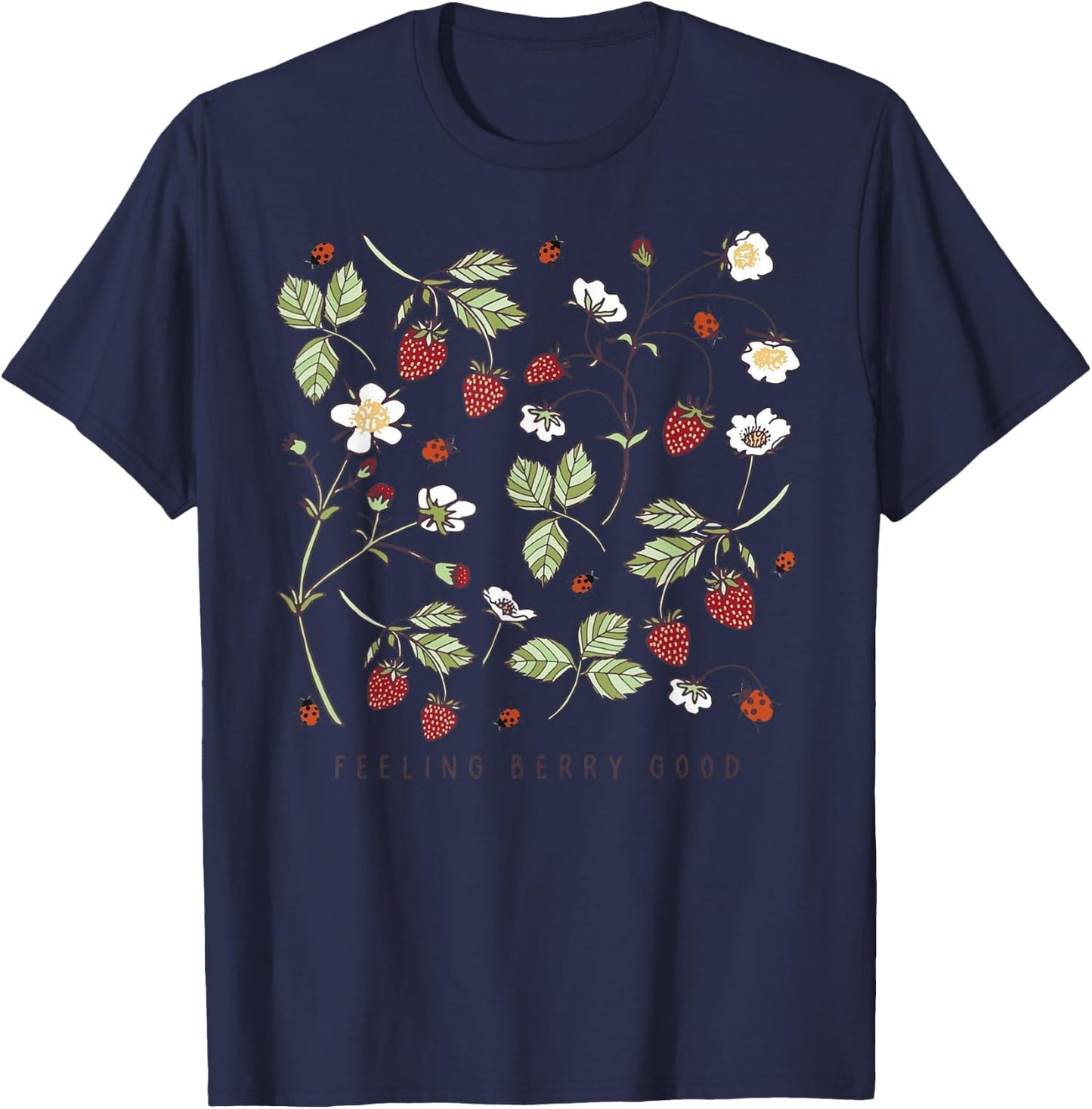 Boho Strawberry Feeling Berry Good Festival Fruit Lover Gift T-Shirt - T-Shirt | Navy