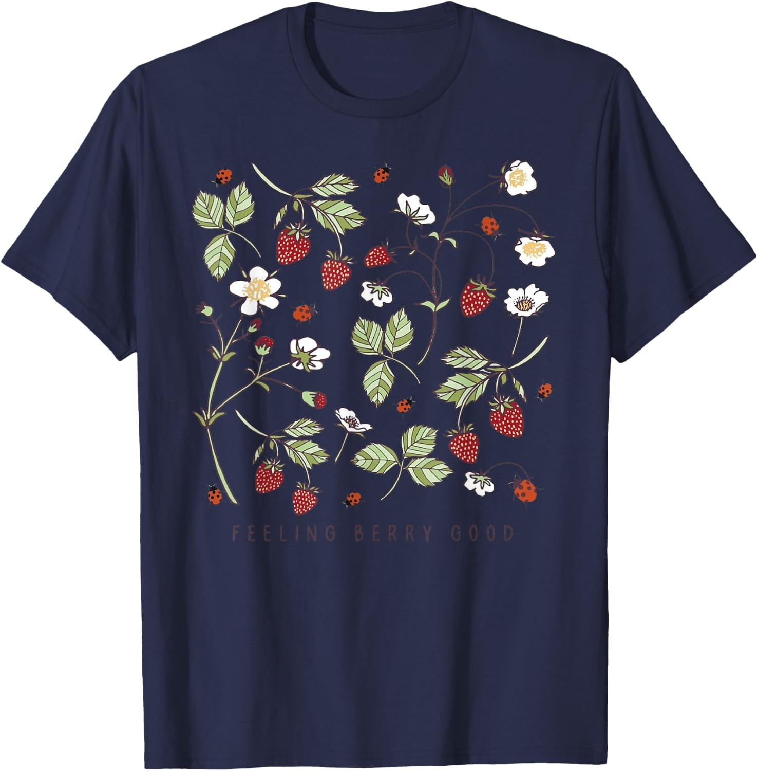Boho Strawberry Feeling Berry Good Festival Fruit Lover Gift T-Shirt - T-Shirt | Navy