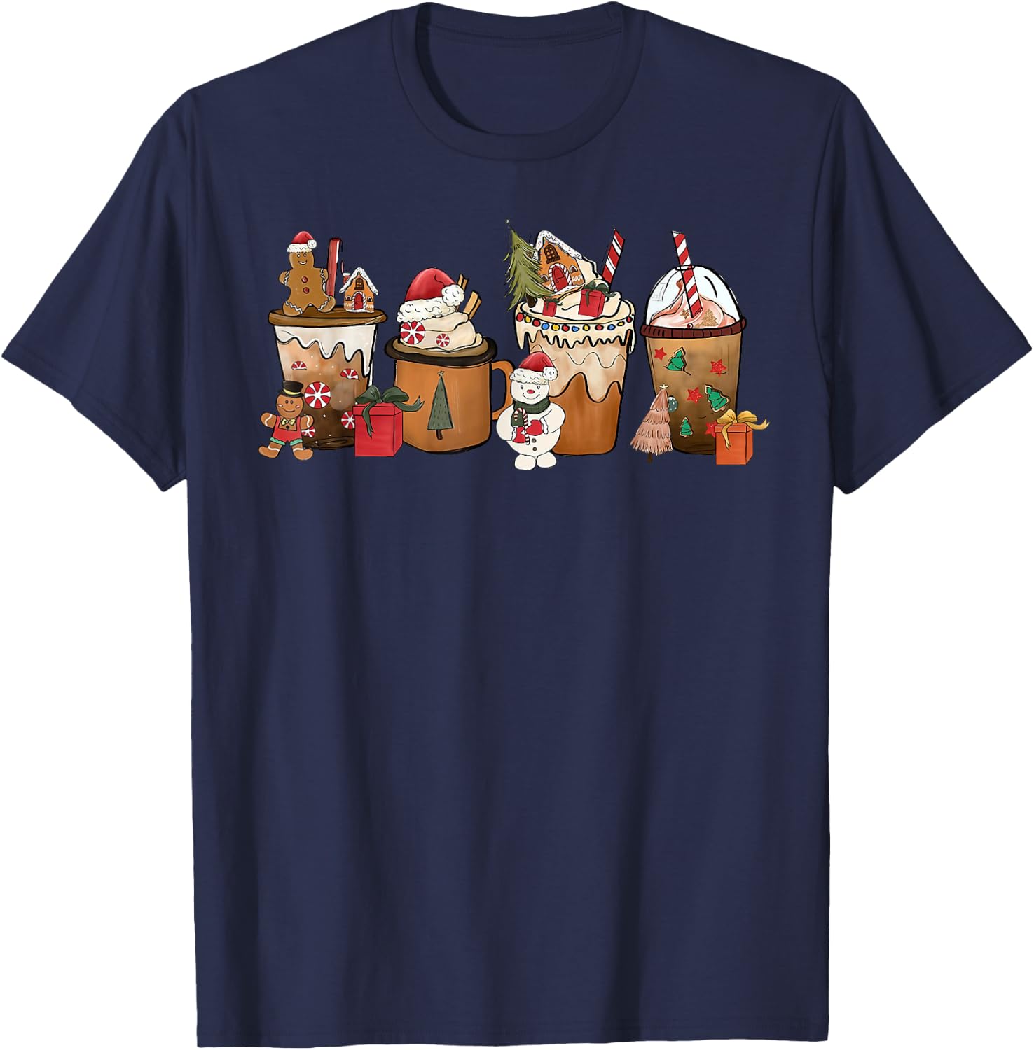 Coffee Hot Cocoa Merry Christmas Xmas Family Pajamas Holiday T-Shirt - T-Shirt | Navy