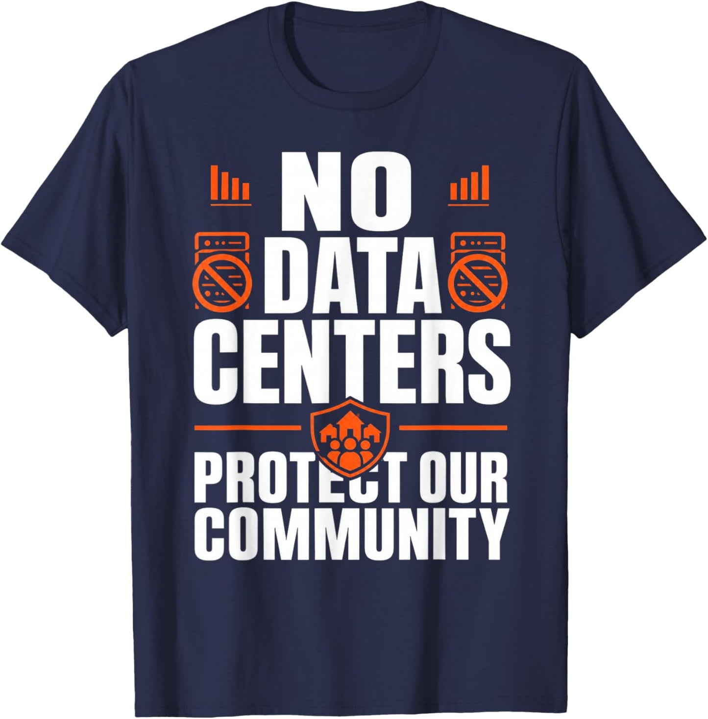 No Data Centers Protect Our Community Retro T-Shirt - T-Shirt | Navy