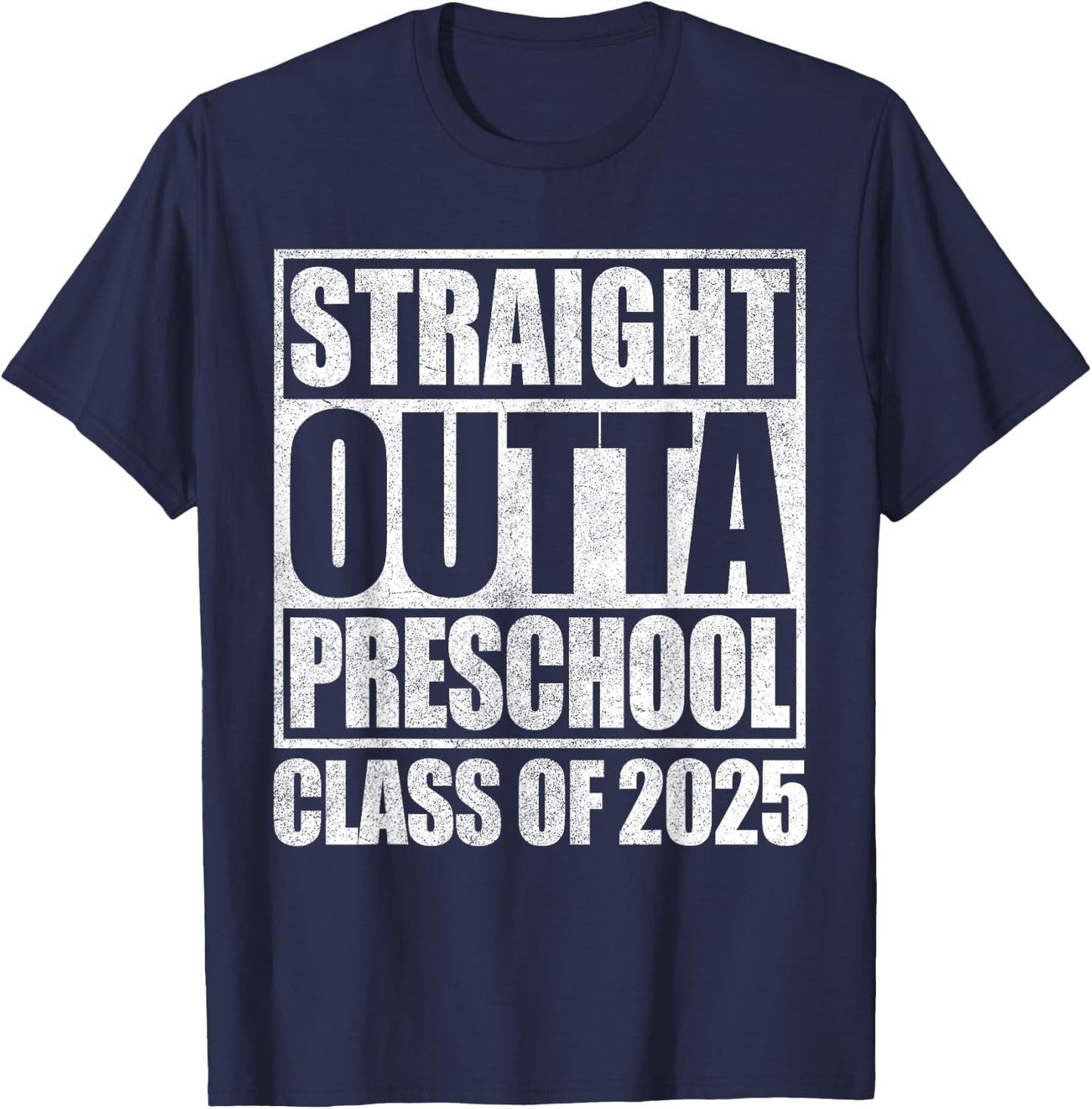 Preschool Graduation Shirt For Boys Straight Outta Preschool T-Shirt - T-Shirt | Navy