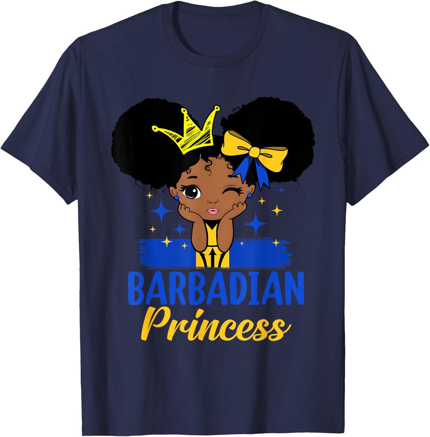 Barbadian Princess Barbados Girl Melanin Cute Barbadian Flag T-Shirt - T-Shirt | Navy