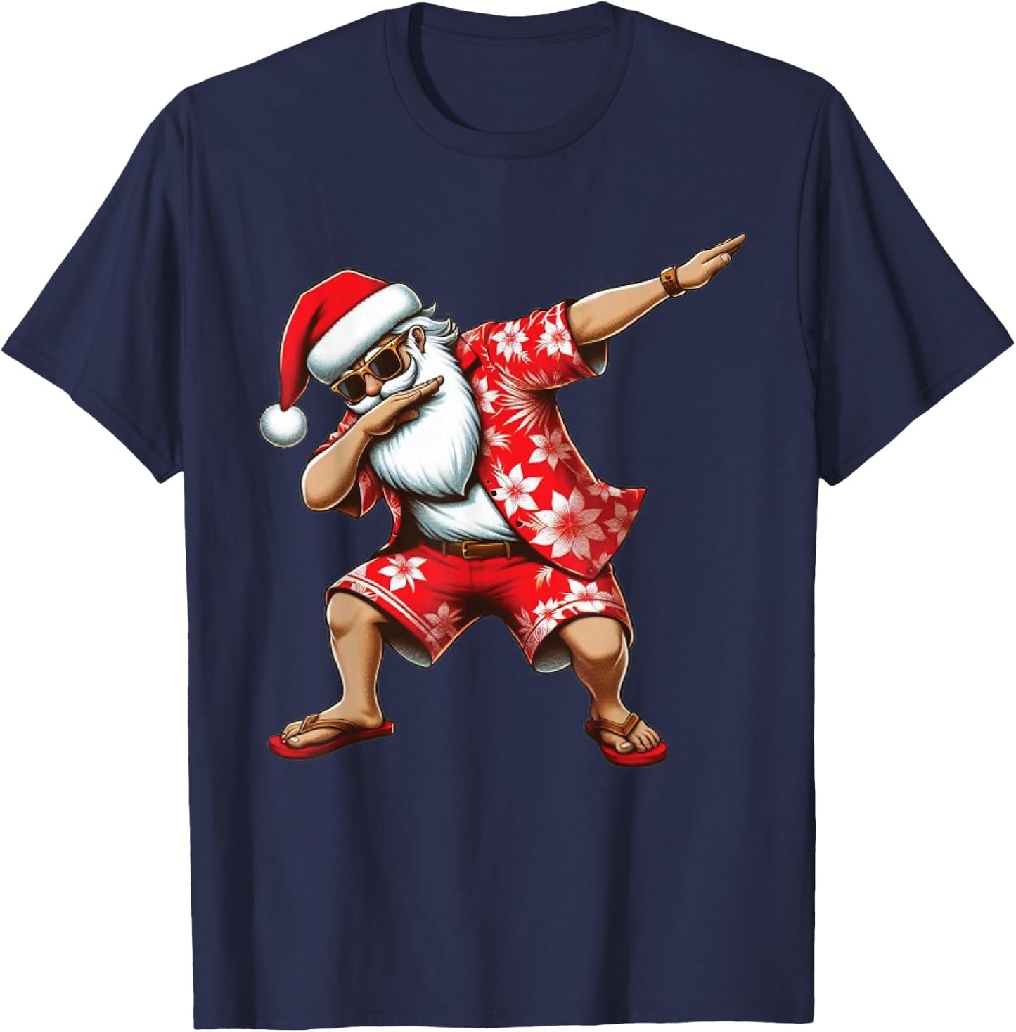 Dabbing Santa Christmas in July Boys Men Hawaiian Xmas Dab T-Shirt - T-Shirt | Navy