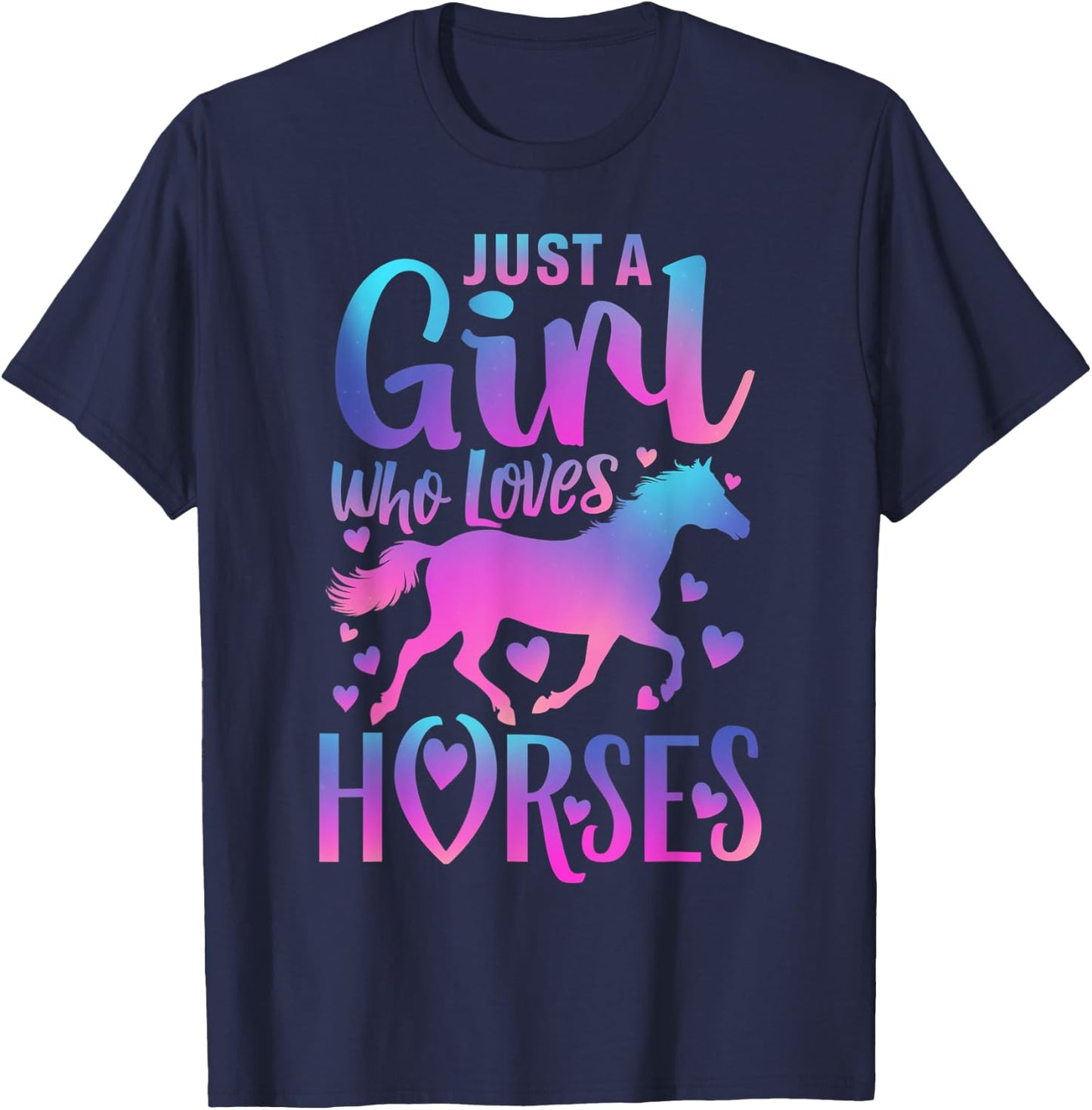 Girls Horse Shirt Gifts Just a Girl Who Loves Horses Women T-Shirt - T-Shirt | Navy
