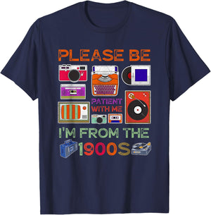 Please Be-Patient With-Me I'm From the 1900s Retro Cassette T-Shirt - T-Shirt | Navy
