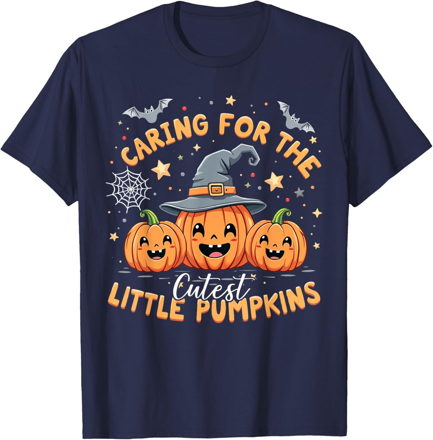 Caring For The Cutest Little Pumpkins Halloween Nurse T-Shirt - T-Shirt | Navy