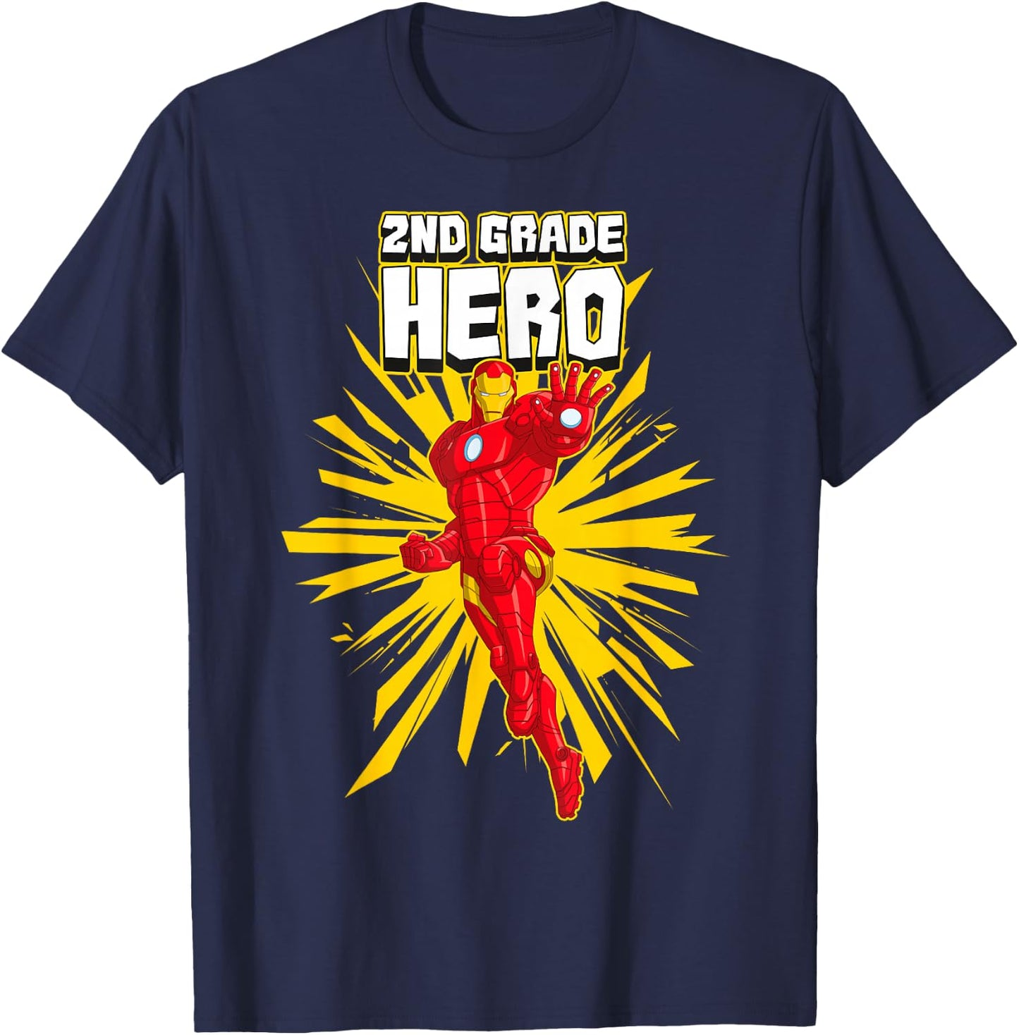 Marvel Iron Man 2nd Grade Hero School Text T-Shirt - T-Shirt | Navy
