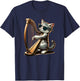Musician Harpist Cat Wearing Sunglasses Cat Playing Harp Women Kids T-Shirt - T-Shirt | Navy