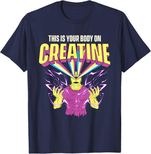 This Is Your Body On Creatine - Workout Gym Weightlifting T-Shirt - T-Shirt | Navy