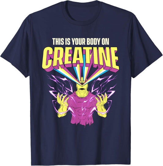 This Is Your Body On Creatine - Workout Gym Weightlifting T-Shirt - T-Shirt | Navy