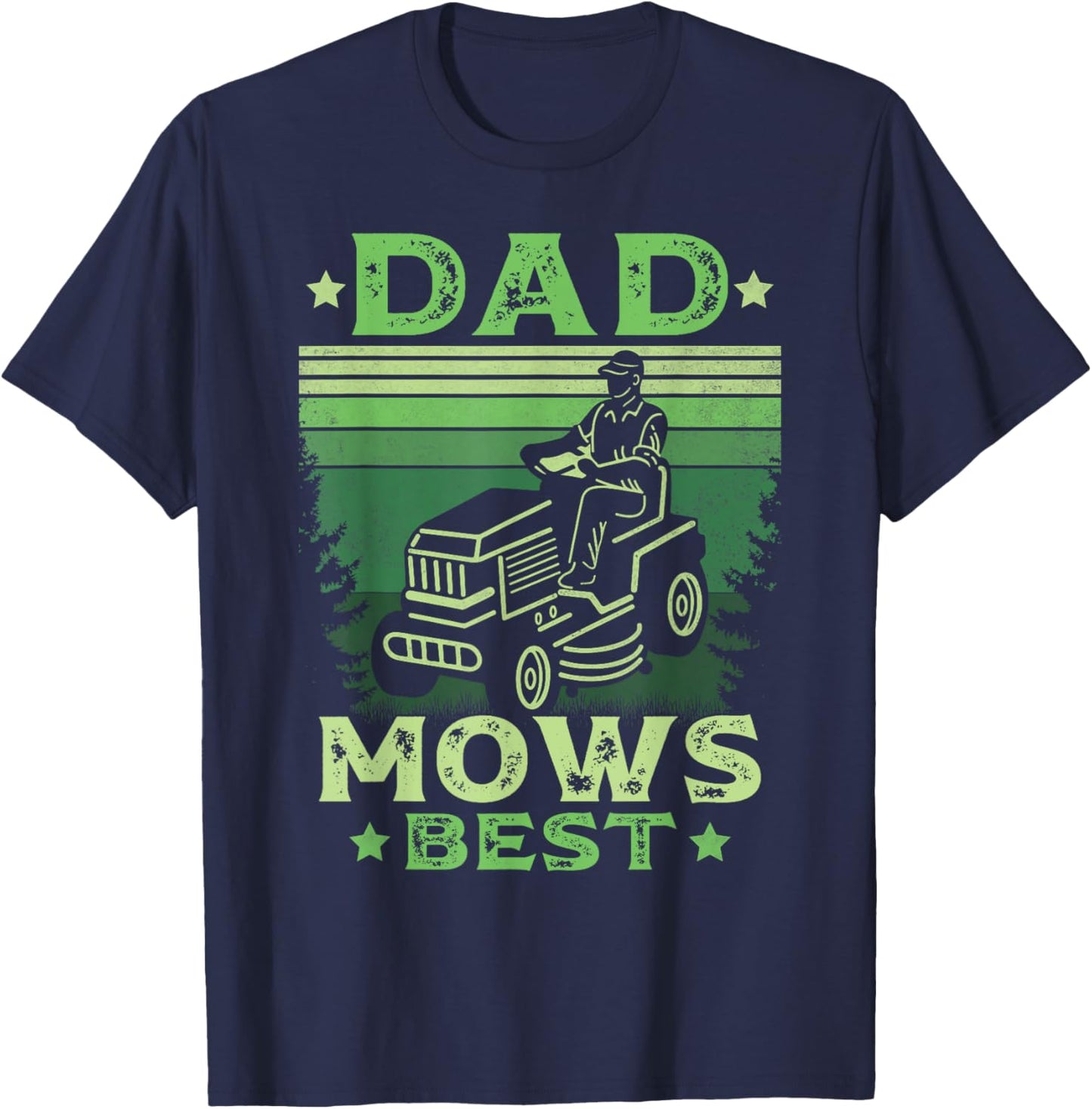 Father Mows Best Fathers Day Mowing Dad Riding Mower Vintage T-Shirt - T-Shirt | Navy