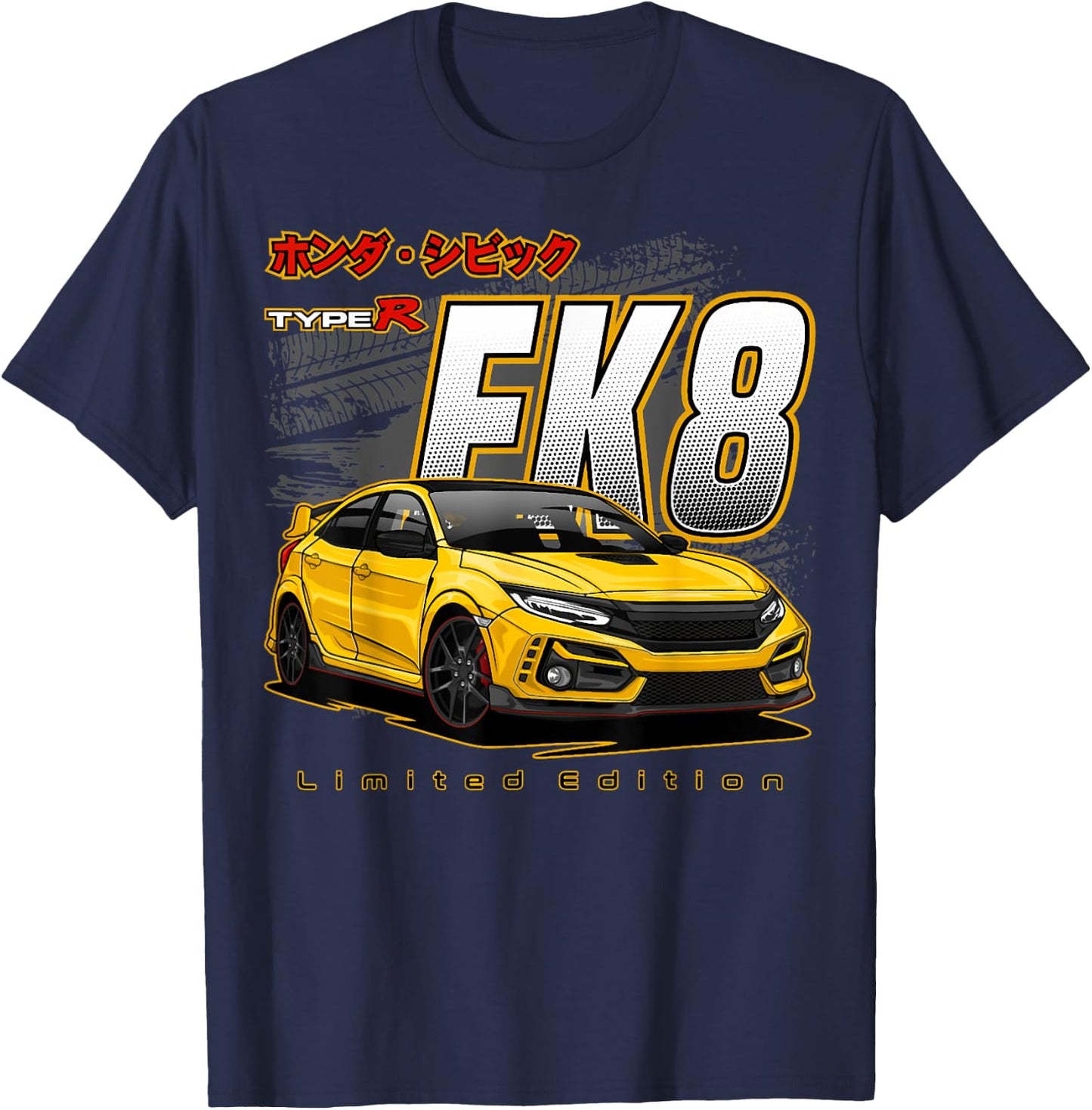 Civic Type R FK8 Japanese Car , Small, Black T-Shirt - T-Shirt | Navy