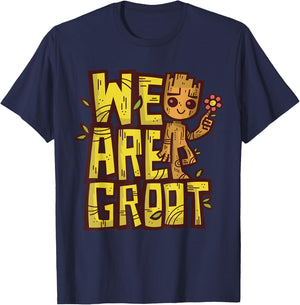 Marvel 85th Anniversary We are Groot Garden Nature Flower T-Shirt - T-Shirt | Navy
