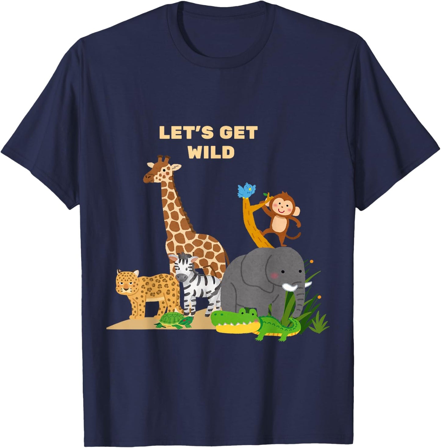 Let's Get Wild Zoo Animals Safari Party Day Zoo T-Shirt - T-Shirt | Navy