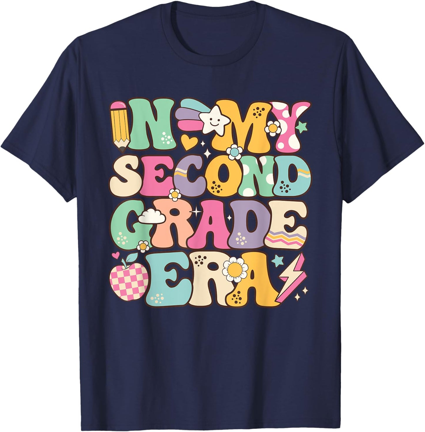 In My Second Grade Era Girl Back To School 2nd Grade Teacher T-Shirt - T-Shirt | Navy