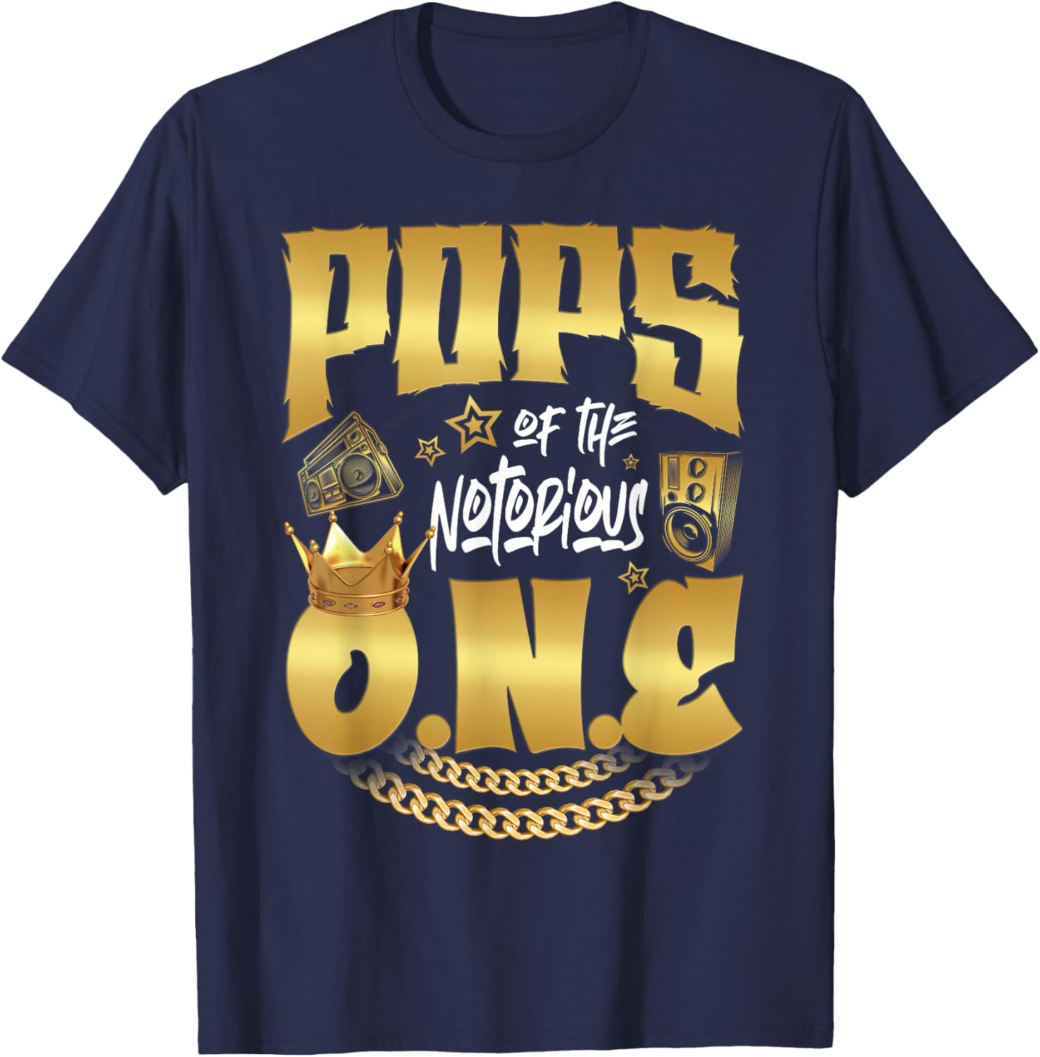 Pops Of The Notorious One Old School Hip Hop 1st Birthday T-Shirt - T-Shirt | Navy