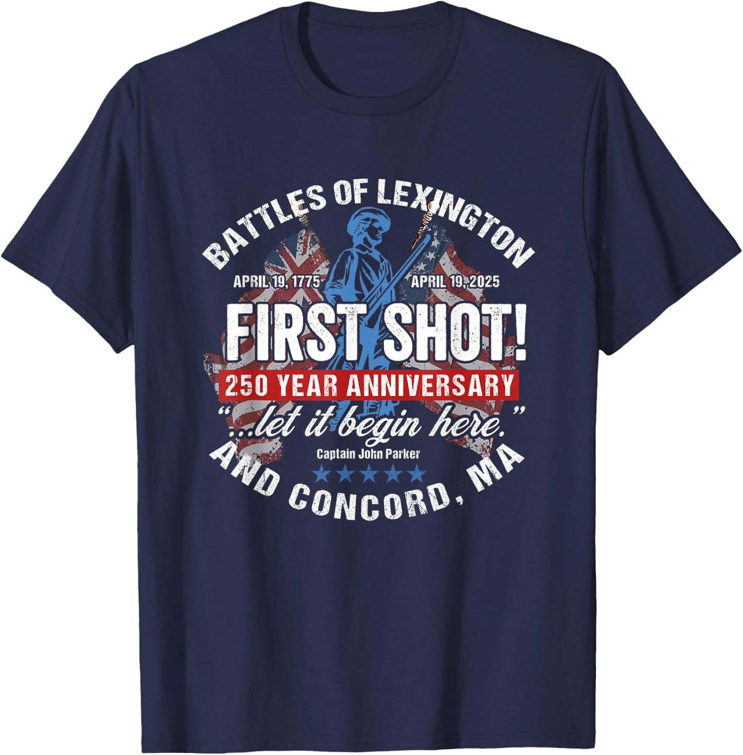 American Revolutionary War 250 Year Anniversary Souvenir T-Shirt - T-Shirt | Navy