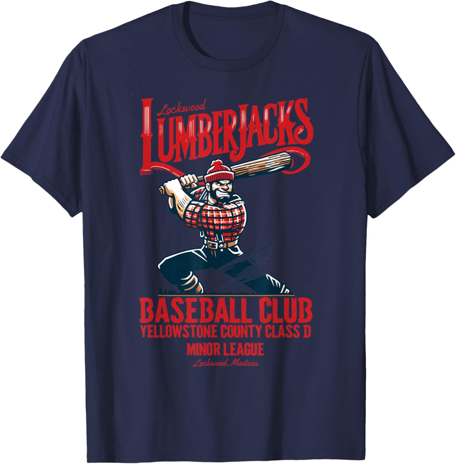 Lockwood Lumberjacks Retro Minor League Baseball Team T-Shirt - T-Shirt | Navy