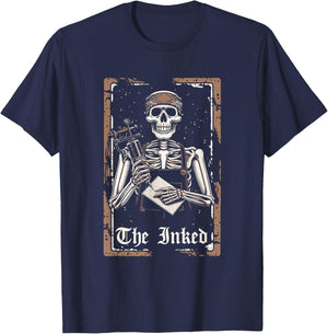 Tattoo Artist Tattooist Tattoos - Skeleton Tarot Card T-Shirt - T-Shirt | Navy