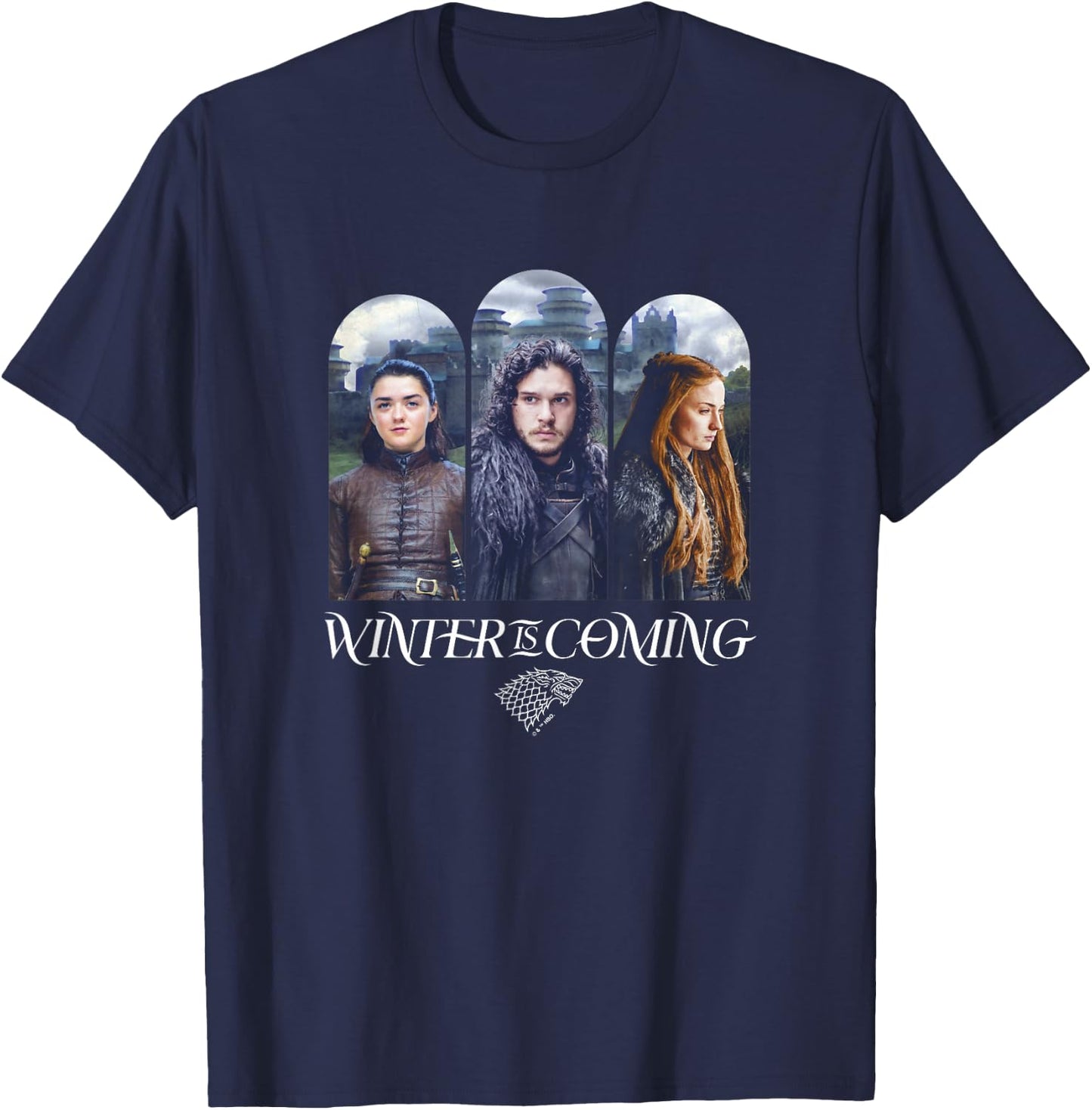 Game Of Thrones Winter Is Coming House Stark Portraits T-Shirt - T-Shirt | Navy