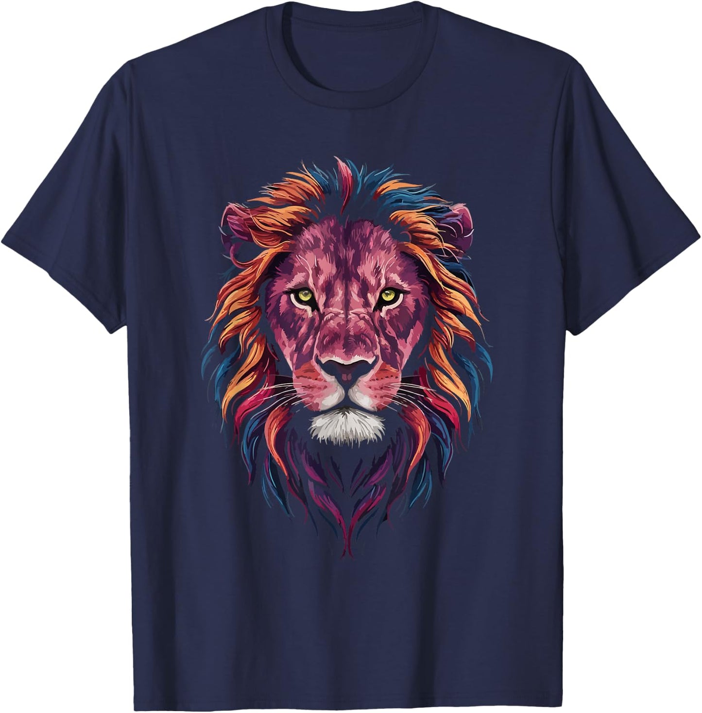 Lion Mane Face Head Art Print Graphic Design Men Women Kids T-Shirt - T-Shirt | Navy