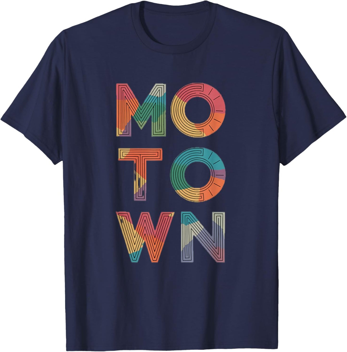 Motown Vintage Inspired Detroit Michigan Typographic Style T-Shirt - T-Shirt | Navy