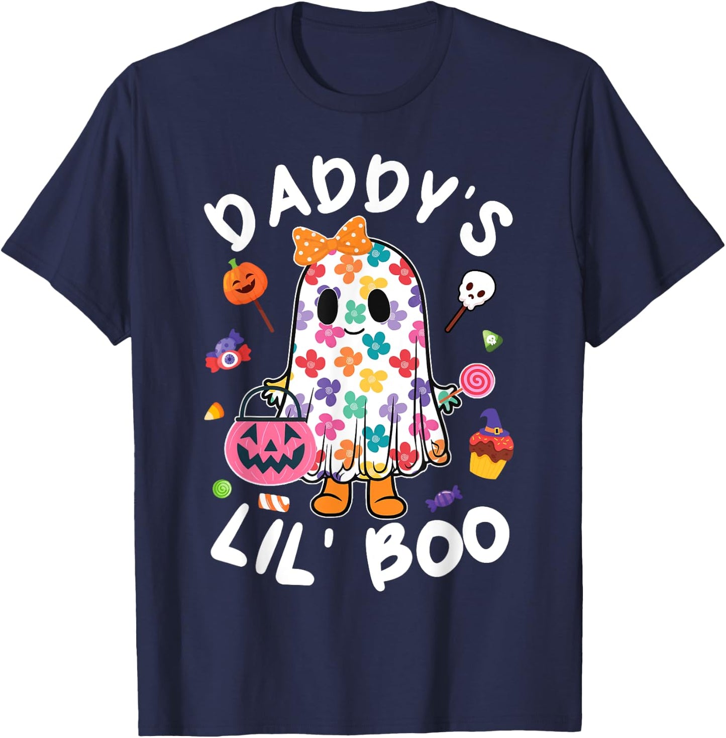 Daddy’s Lil Boo Halloween Costume Toddler Girl Daughter Kids T-Shirt - T-Shirt | Navy