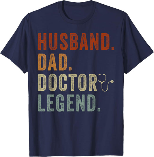 Husband Dad Doctor Medical School Students T-Shirt - T-Shirt | Navy