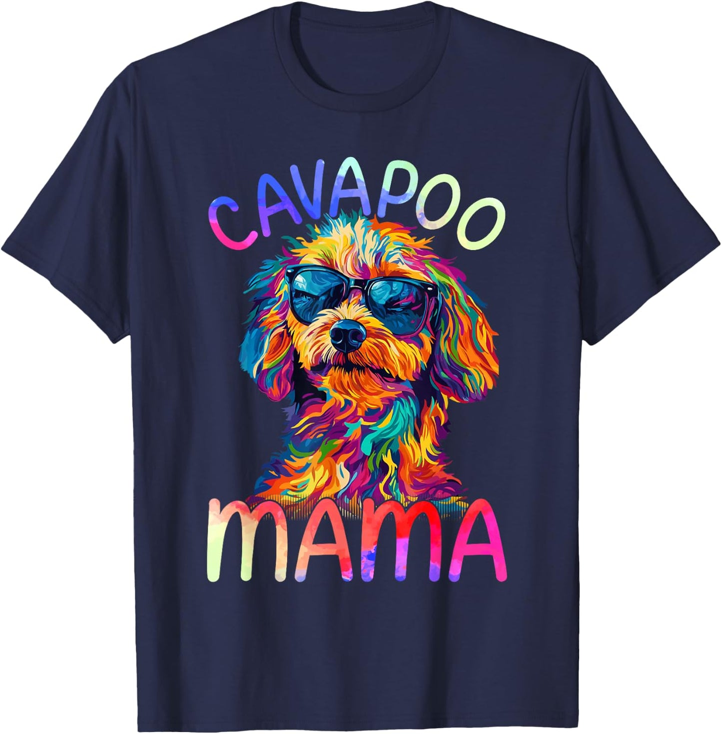 Cavapoo Mom Mama Colorful Pop Art Cavapoo Dog T-Shirt - T-Shirt | Navy