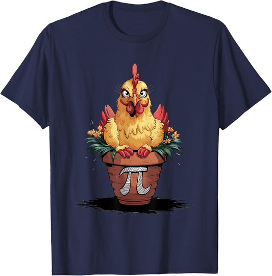 Math Lover Geek 3.14 Funny Chicken Pot PI Day T-Shirt - T-Shirt | Navy