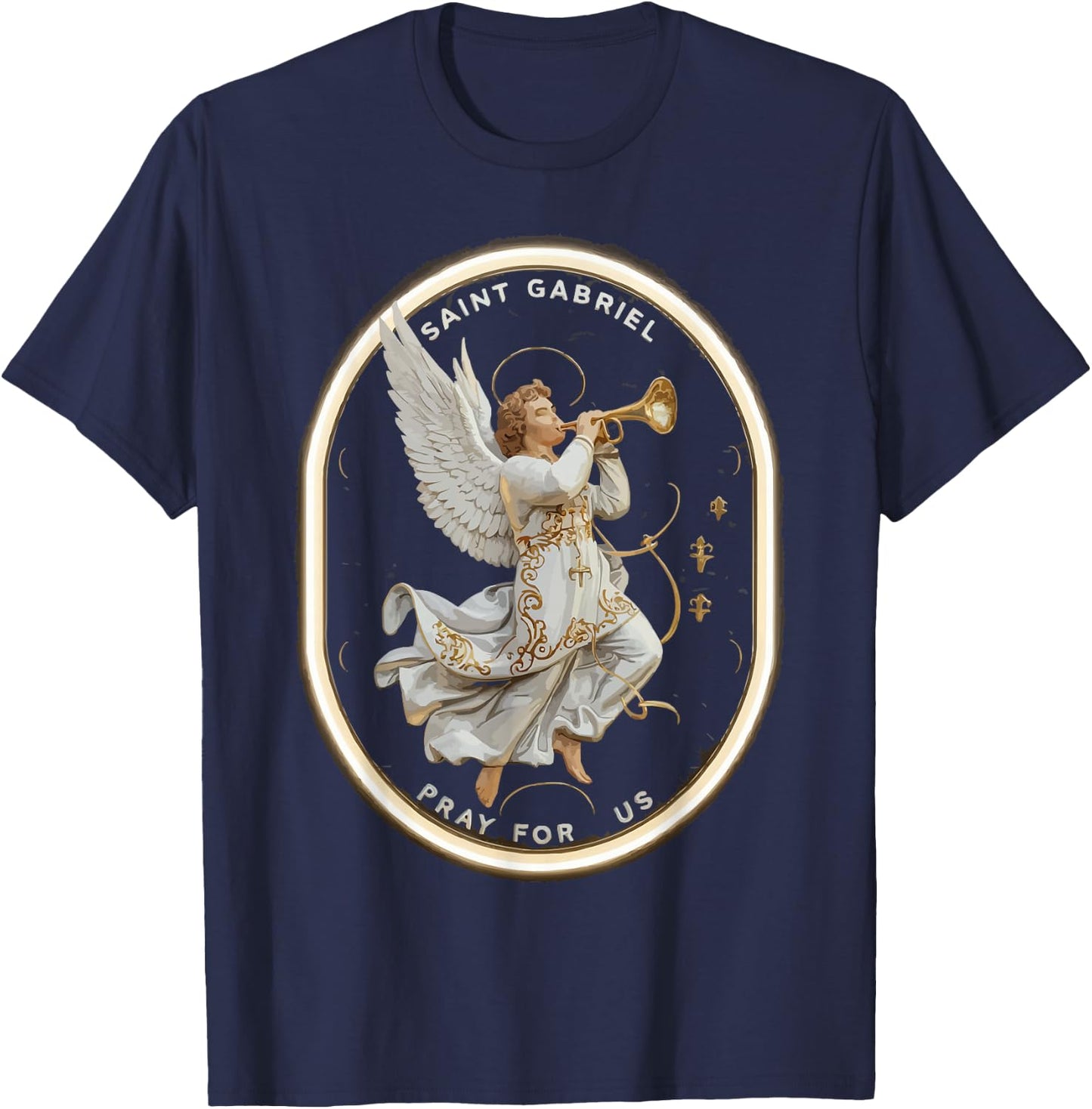Archangel Gabriel Catholic Christianity Guardian Angel T-Shirt - T-Shirt | Navy