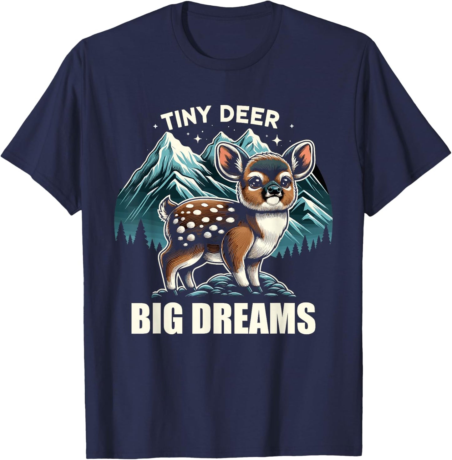 Cute Pudu Deer South America cartoon deer nature gift T-Shirt - T-Shirt | Navy