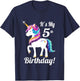 It's my 5th birthday for 5 year old girls Unicorn Shirt T-Shirt - T-Shirt | Navy