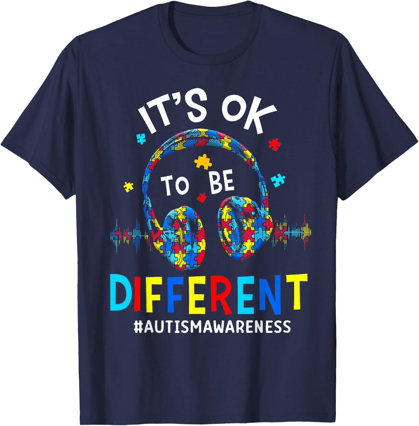 It's OK to be Different Cool Autism Awareness Gamer Men Kids T-Shirt - T-Shirt | Navy