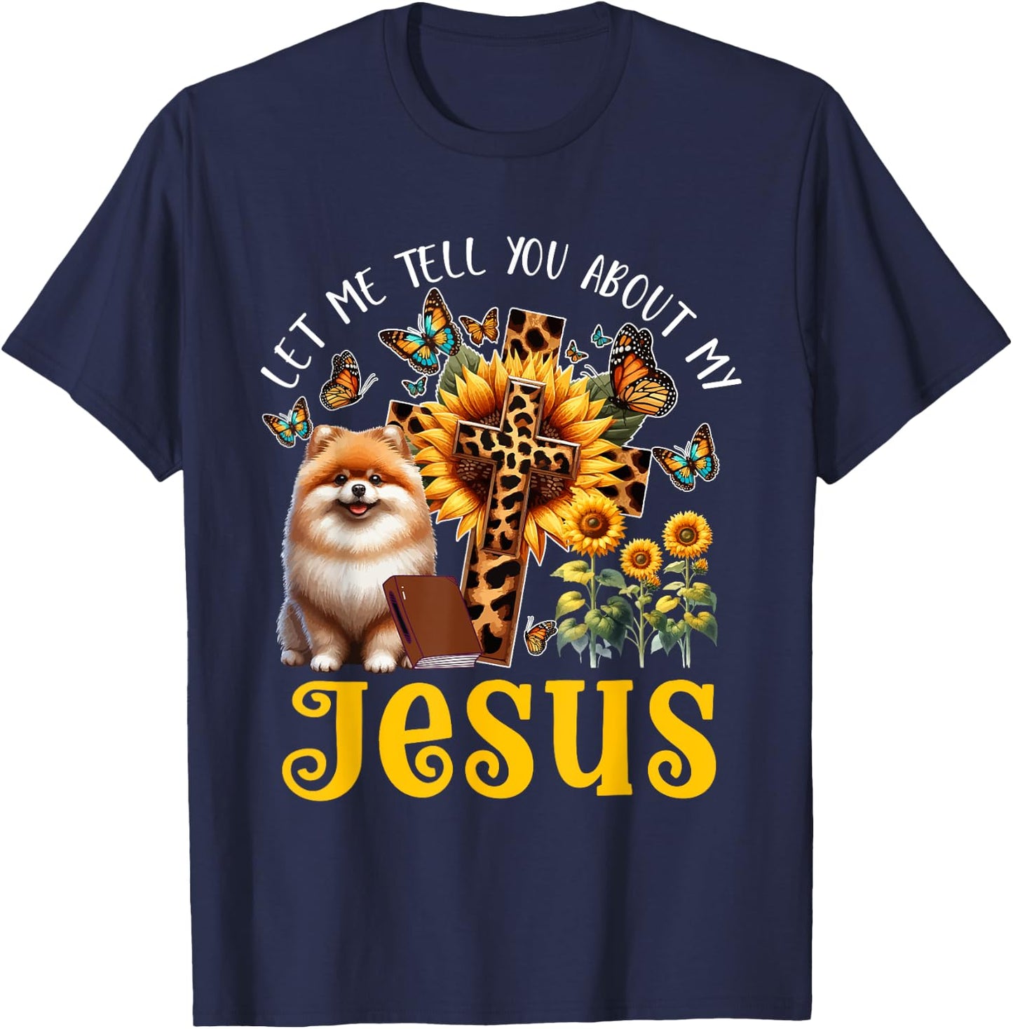 Tell About Jesus Costume Pomeranian Cute Christian Cross T-Shirt - T-Shirt | Navy