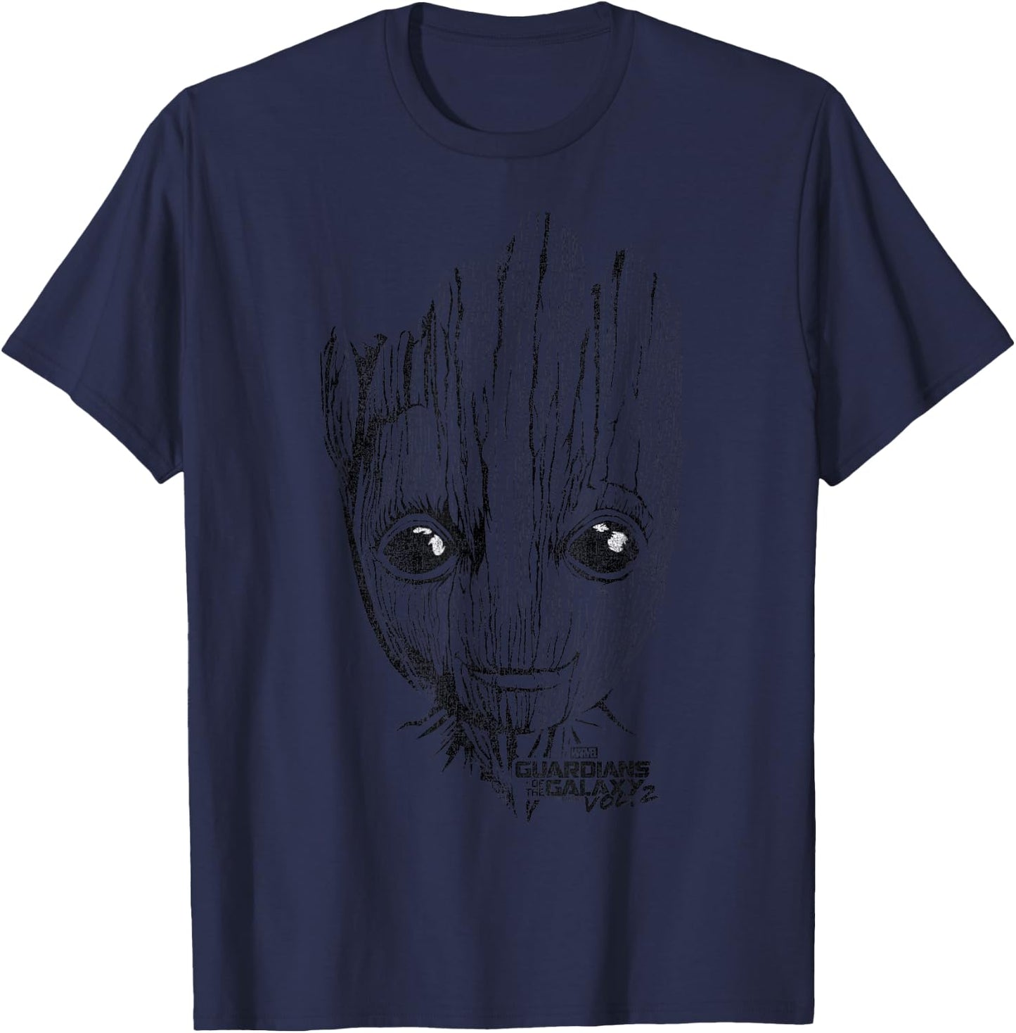 Marvel Guardians of The Galaxy Vol 2 Groot Cute Big Face T-Shirt - T-Shirt | Navy