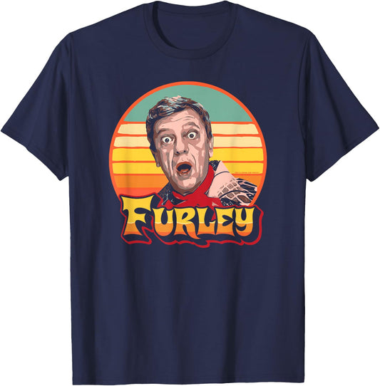 Funny Mister Furley Three's Company Retro Eighties Sunset T-Shirt - T-Shirt | Navy