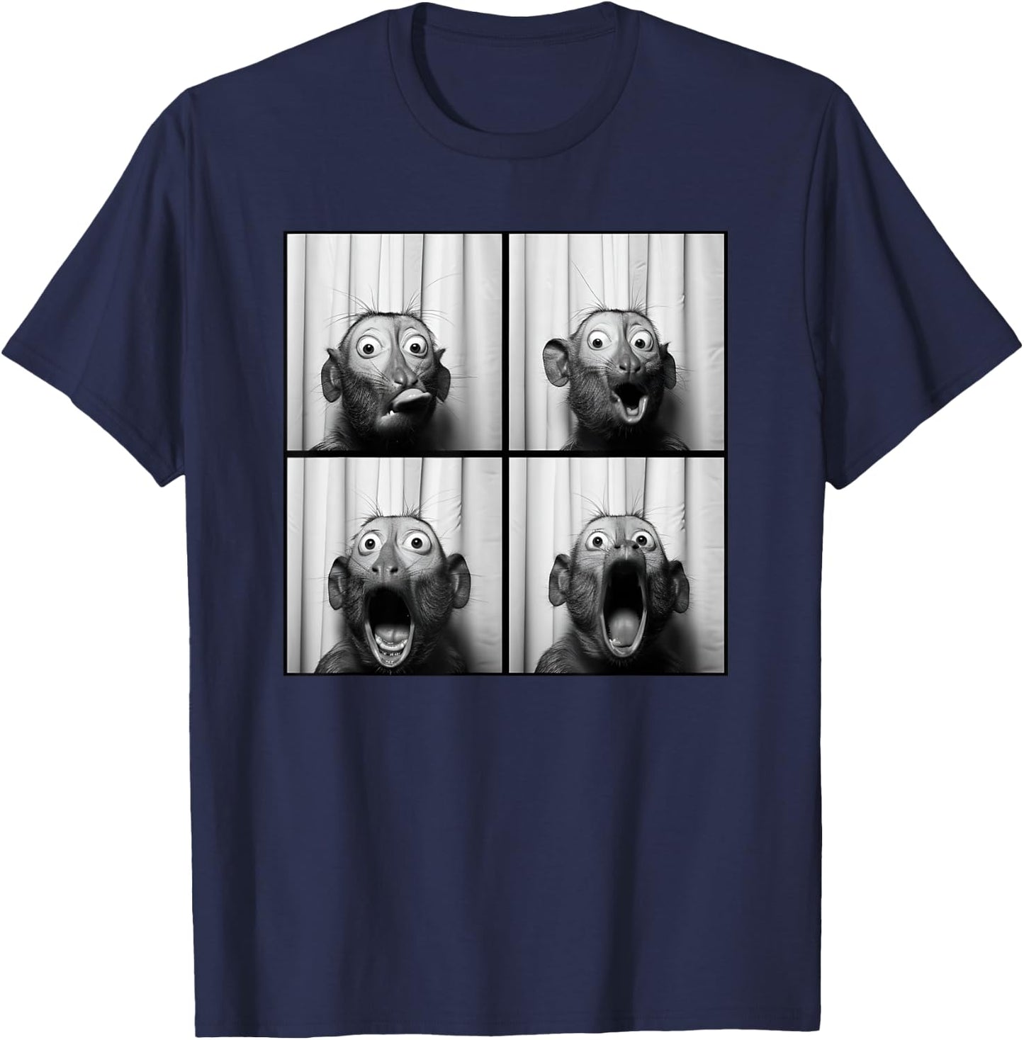 Weird Monkey Animal Face Photobooth T-Shirt - T-Shirt | Navy