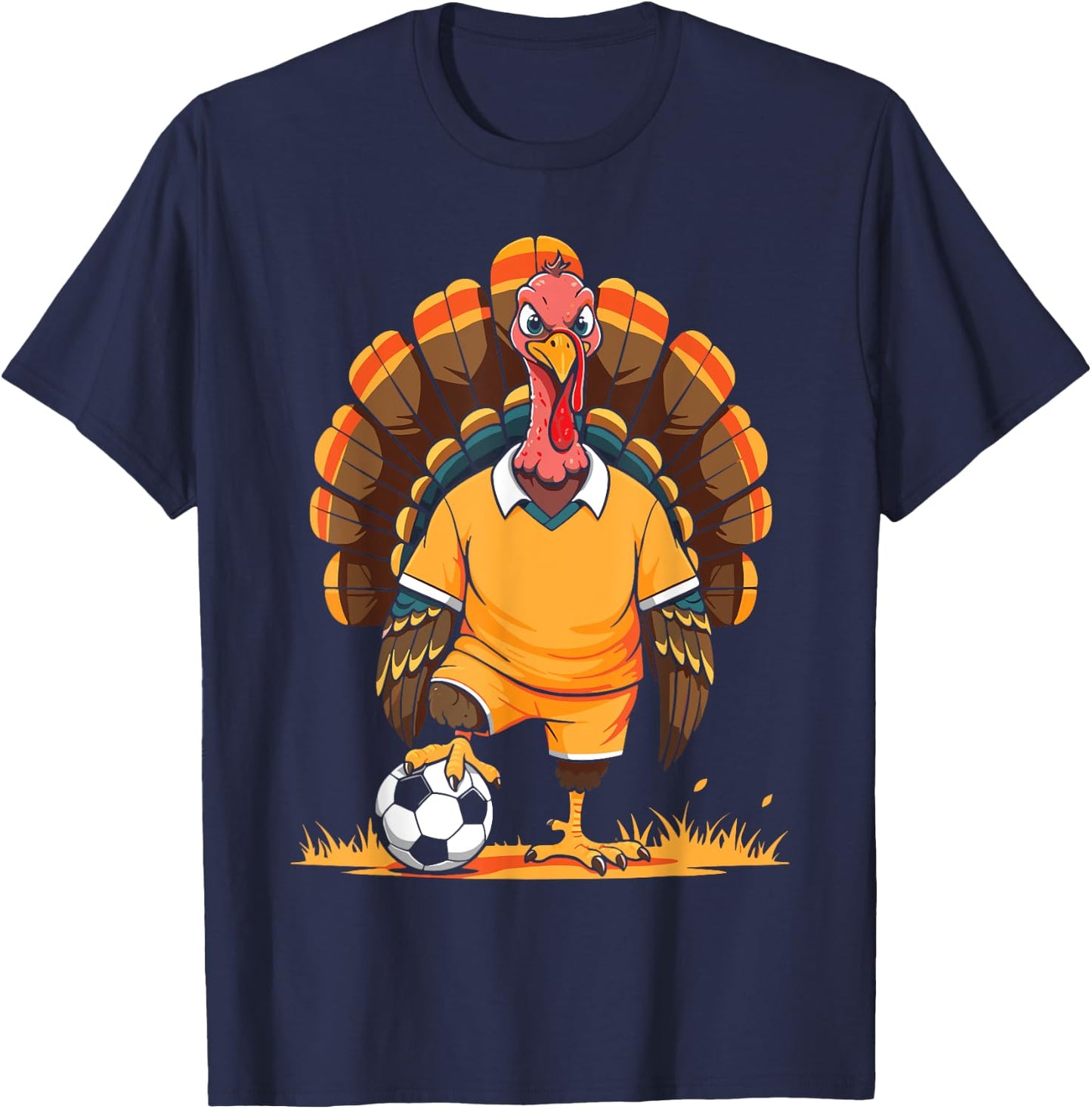 Soccer turkey pilgrim thanksgiving pumpkin kids boys girls T-Shirt - T-Shirt | Navy