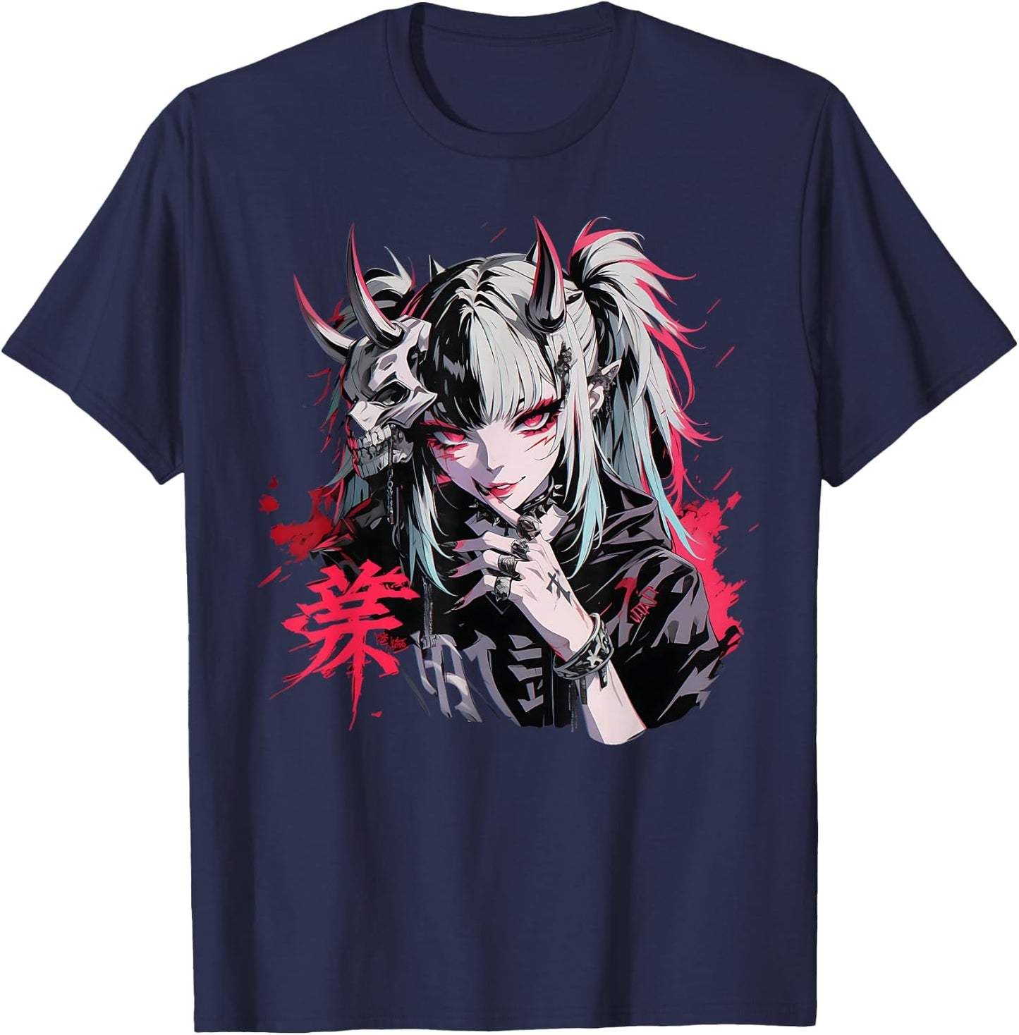 Gothic Anime Demon Waifu Cute Japan Manga Vaporware Retro T-Shirt - T-Shirt | Navy