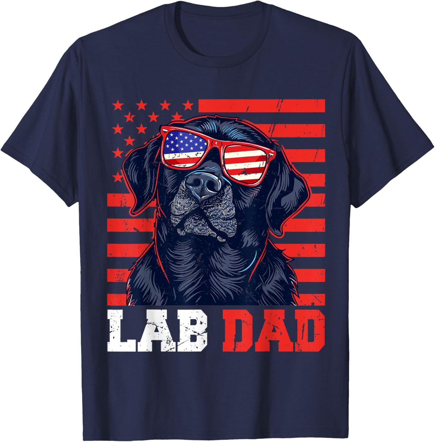 Funny Lab Dad Usa Stars Labrador 4th Of July Fathers Day Men T-Shirt - T-Shirt | Navy
