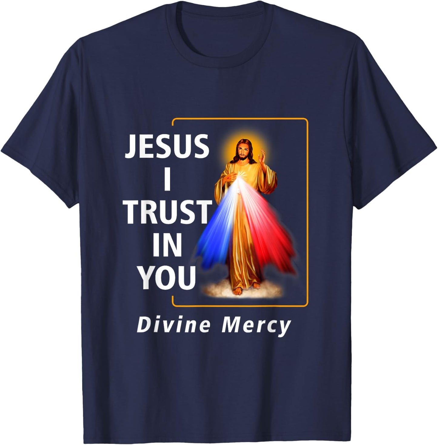 Jesus I Trust In You Divine Mercy Catholic Graphic Christian T-Shirt - T-Shirt | Navy
