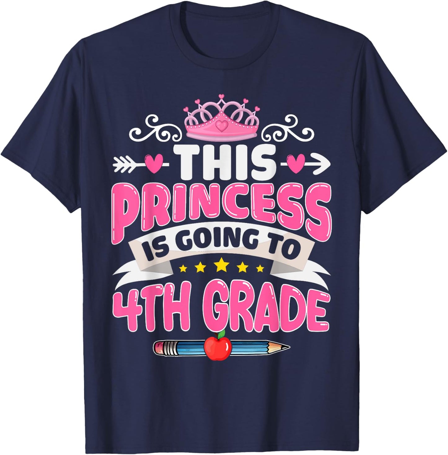 Kids This Princess Is Going To 4th Grade Girl Back to School T-Shirt - T-Shirt | Navy
