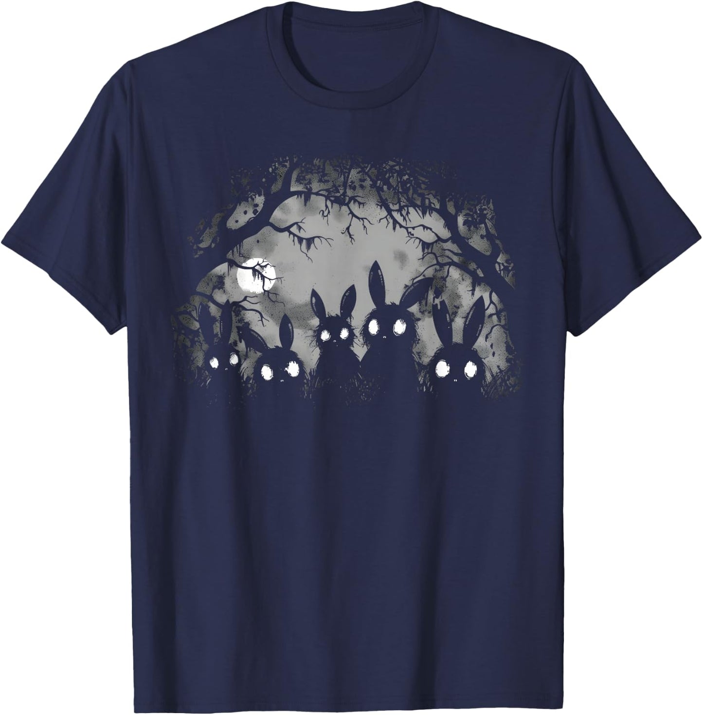 Creepy Cute Bunny Rabbits Alt Goth Grunge Horror Aesthetic , Small, Black T-Shirt - T-Shirt | Navy