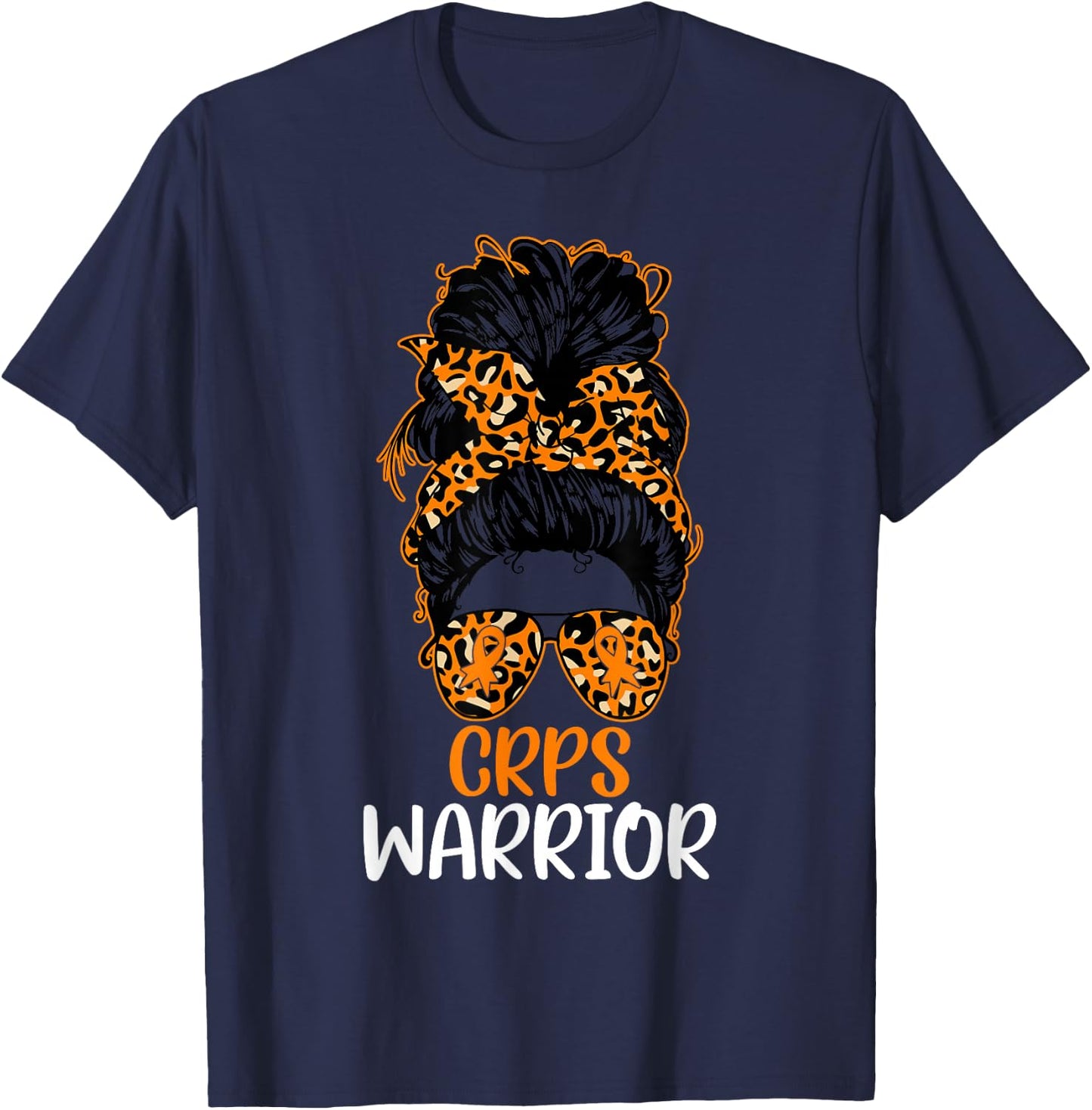 CRPS Awareness Messy Bun CRPS Warrior T-Shirt - T-Shirt | Navy